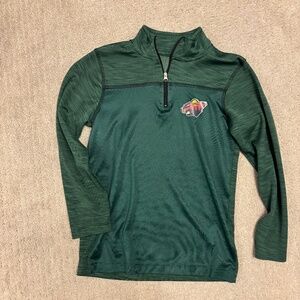 NHL MN Wild, quarter zip shirt, boys, size small